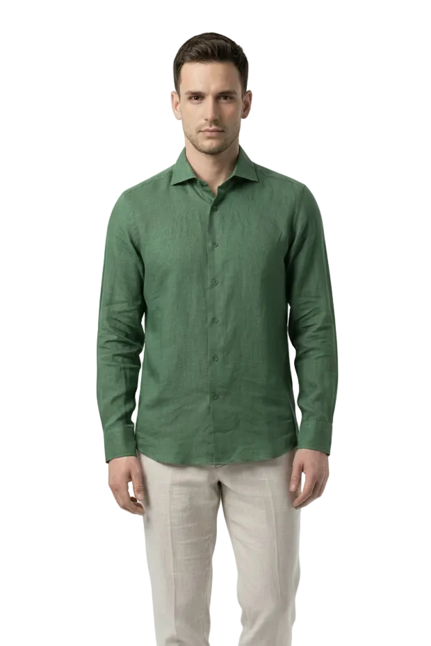 KLASIK 005 Linen Shirt — 100% linen menswear shirt with relaxed collar