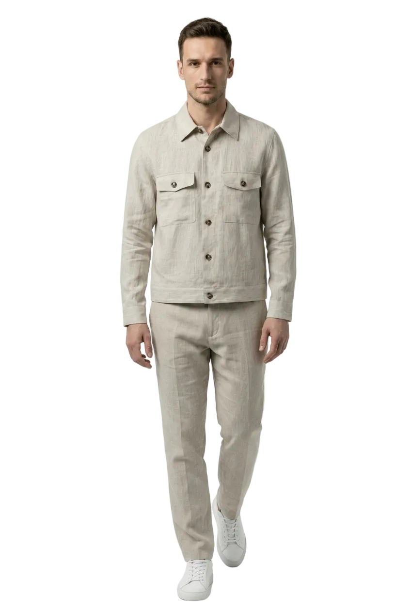 KLASIK 006 The Linen Set — two-piece linen overshirt and matching trousers