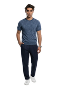 KLASIK 002 The Crew Neck — knitted cotton crew tee in indigo mélange
